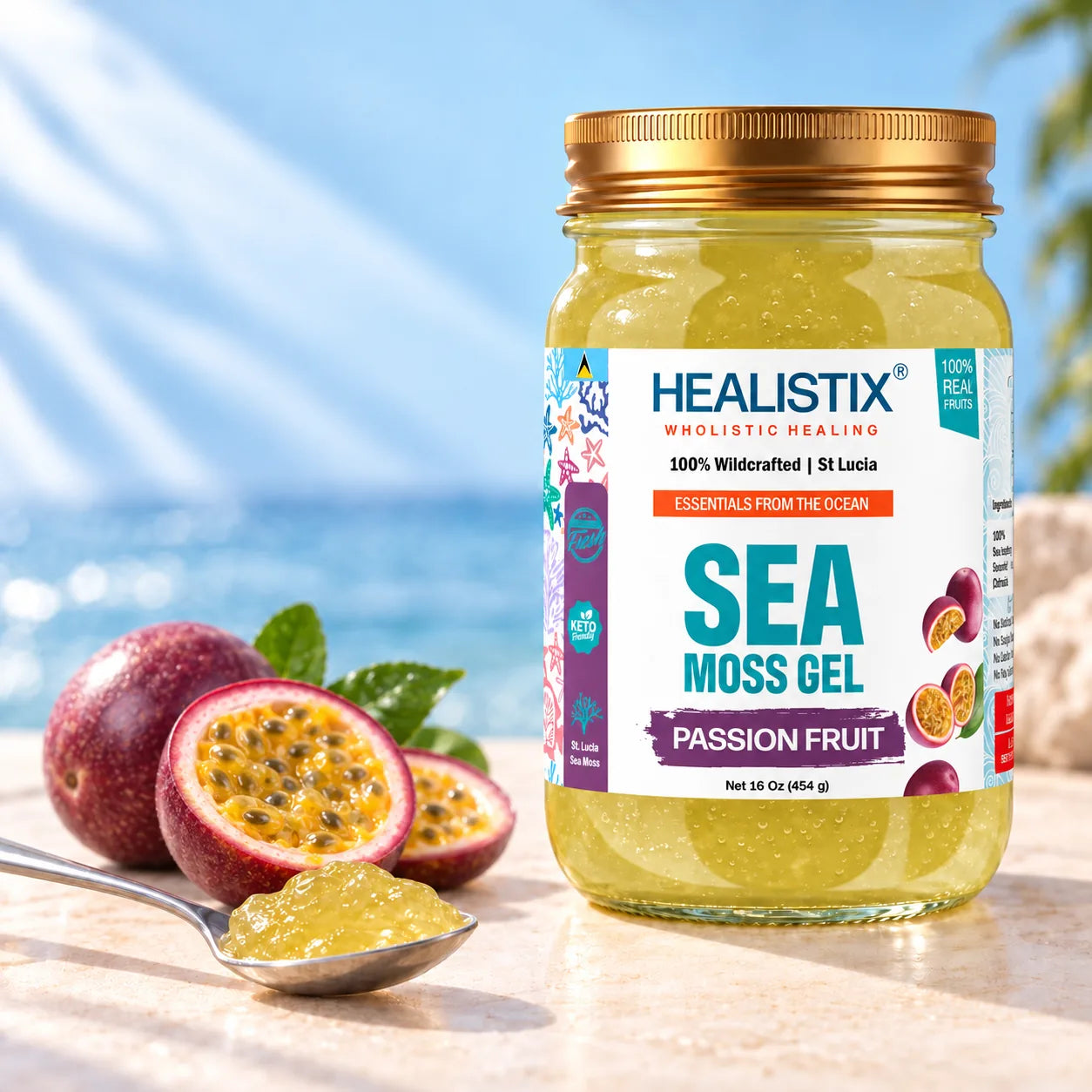 Passion Fruit sea moss gel — campaign jar photograph