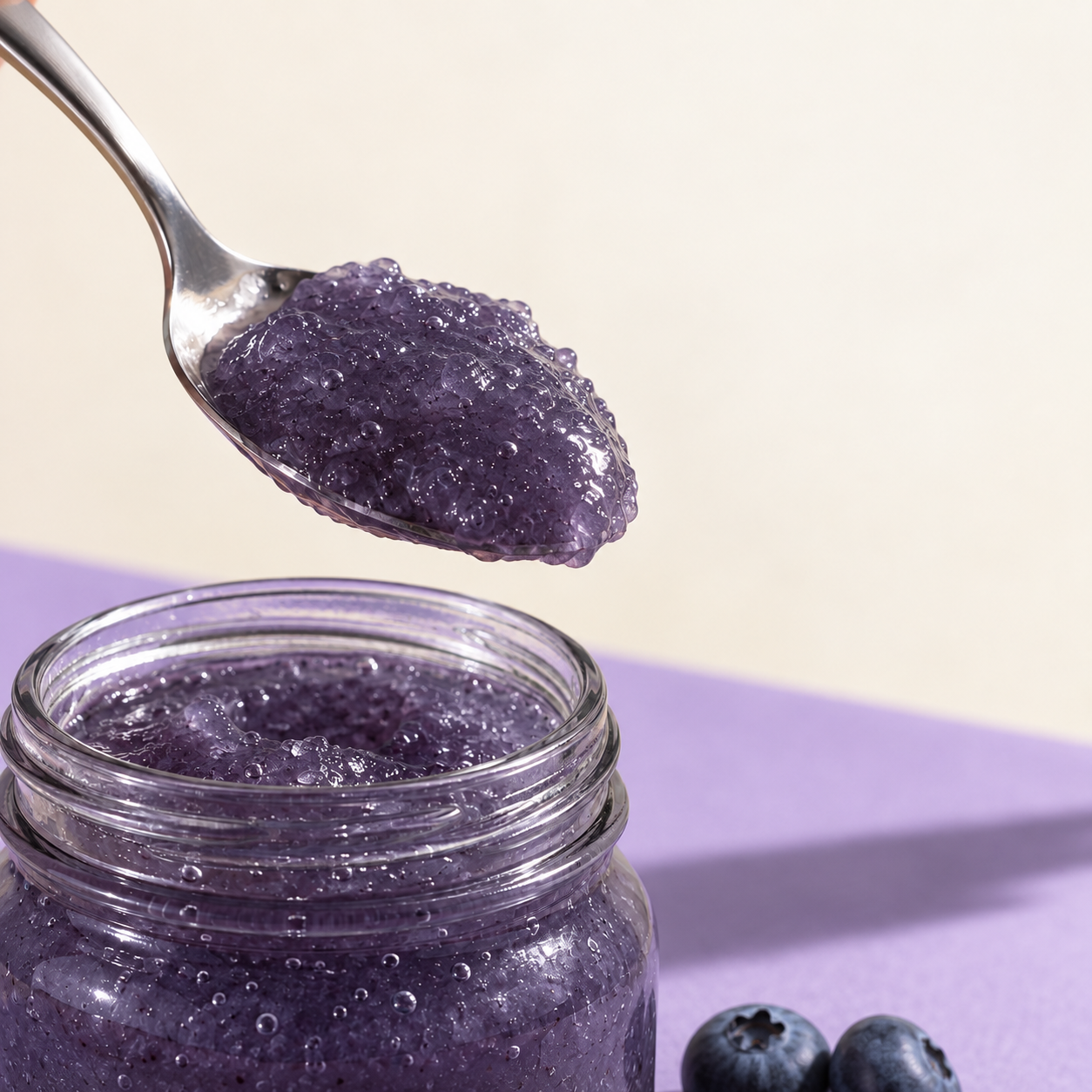 Blueberry sea moss gel — gel texture close-up