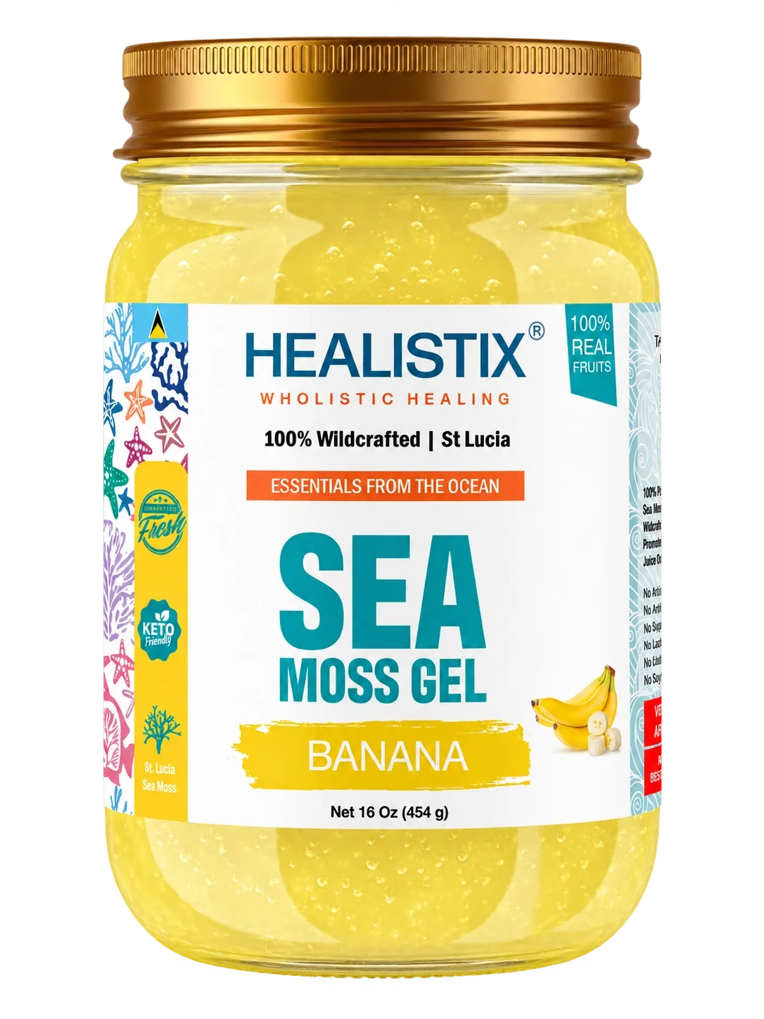 Banana sea moss gel — original front package artwork; enlarge to read