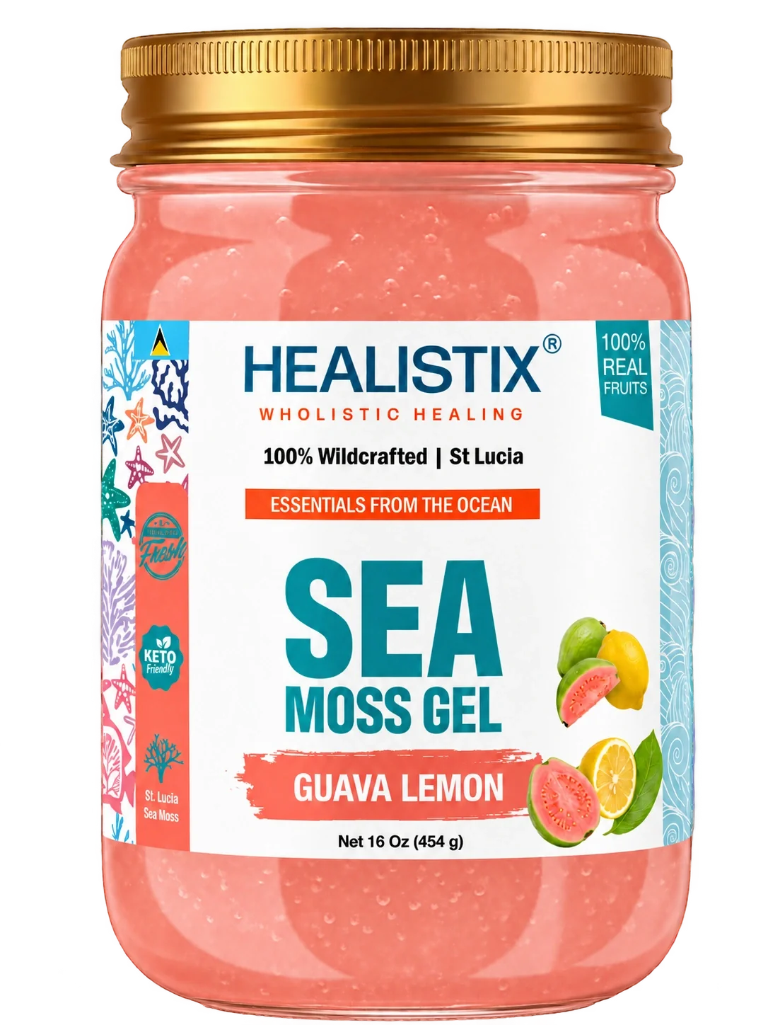 Guava Lemon sea moss gel — original front package artwork; enlarge to read