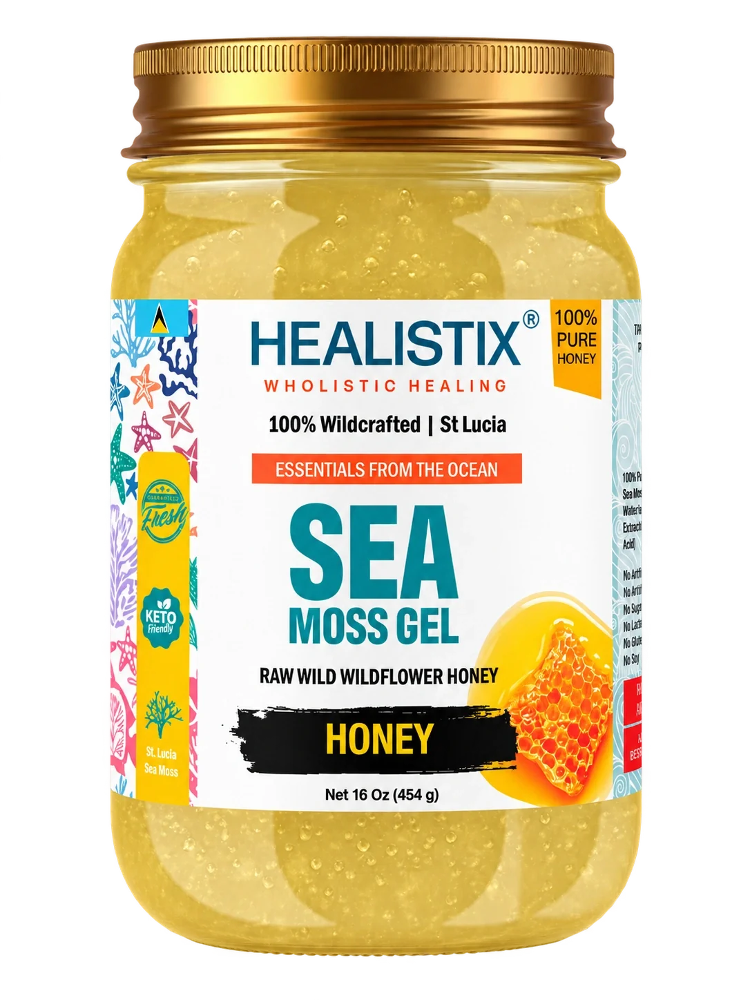 Honey sea moss gel — original front package artwork; enlarge to read