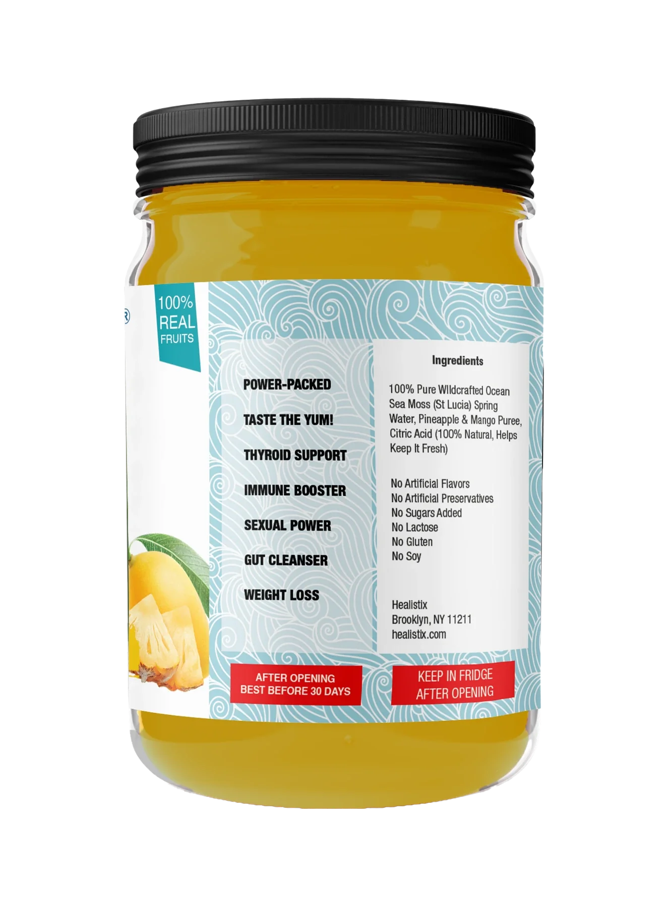 Pineapple Mango sea moss gel — original right package artwork; enlarge to read