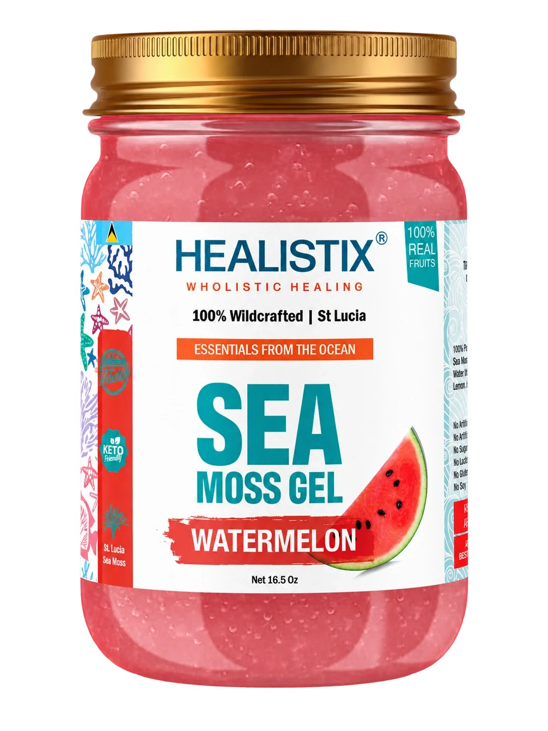 Watermelon sea moss gel — original front package artwork; enlarge to read